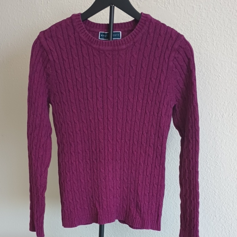 Karen Scott Fuchsia Cable Knit Sweater Size S